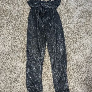 AKIRA womens gray shimmer paper bag pants